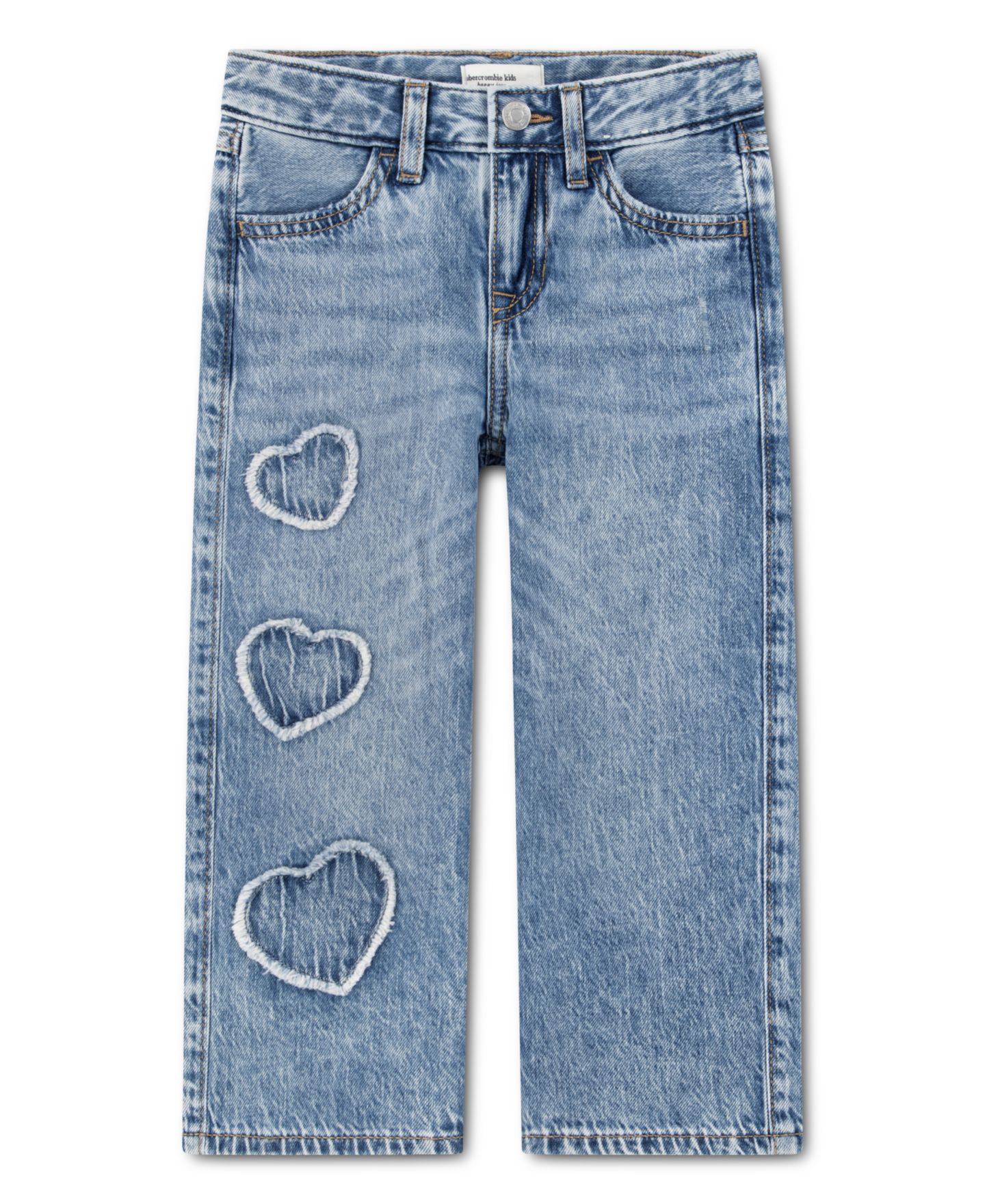 Джинсы abercrombie kids Low Rise Hearts Baggy Jeans для девочек-малышей, цвет: Синий — фото 1