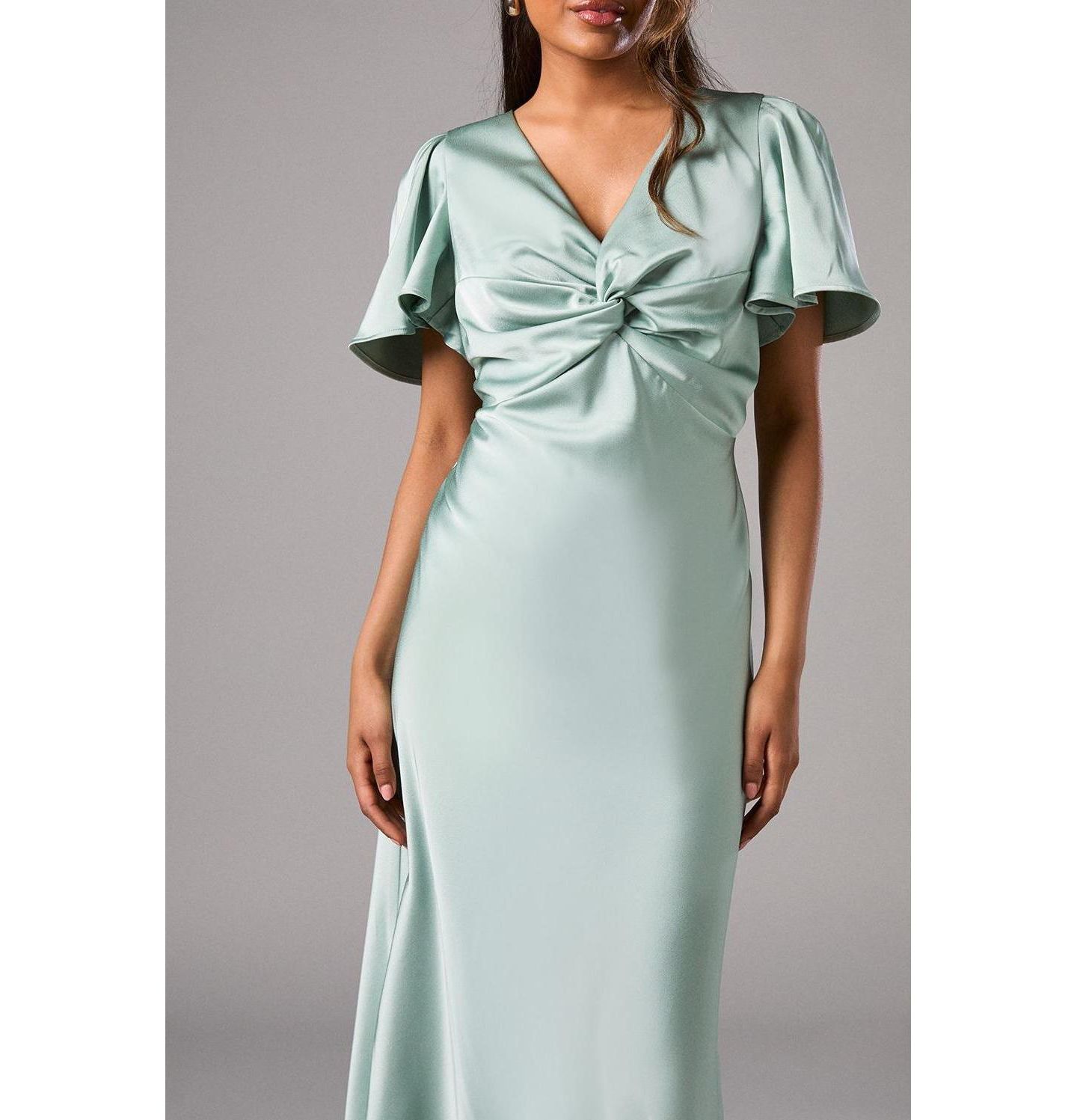 Женское платье Oasis Angel Sleeve Midi Bridesmaid, цвет: Шалфейный — фото 8