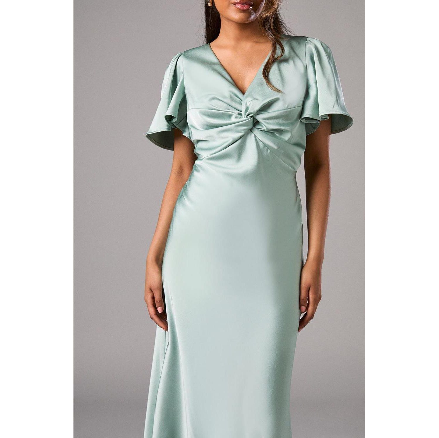 Women's Angel Sleeve Midi Bridesmaid Dress