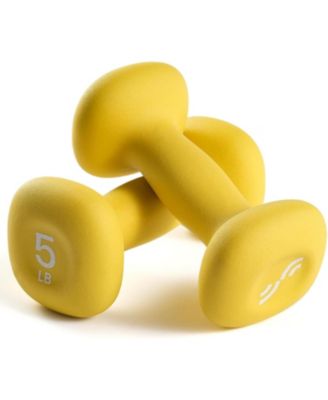 Neoprene Dumbbells Set of 2 with 5 lb Hand Weights Non Slip Ergonomic Anti Roll Square Shape for Home Workout