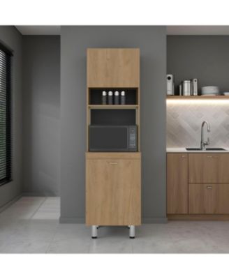 Arlo Multi-Purpose Tall Storage Cabinet with Open Shelving and Lower Cabinet