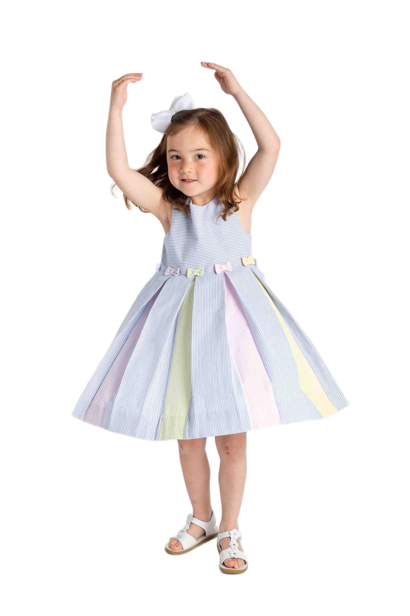 Платье Florence Eiseman Multicolor Seersucker Pleated Dress для девочек, цвет: Open Miscellaneous — фото 3