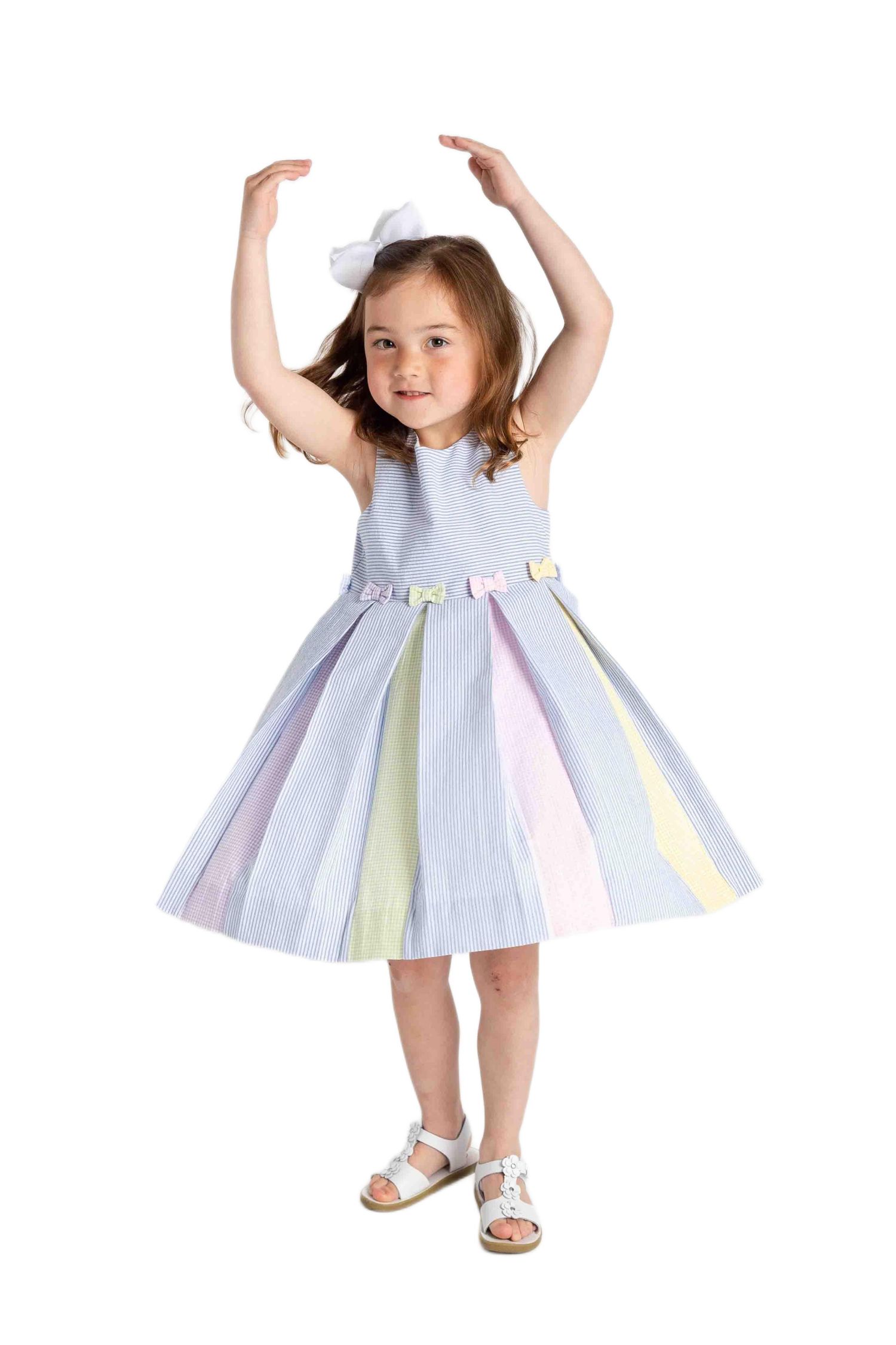 Little Girl 4-6X Multicolor Seersucker Pleated Dress