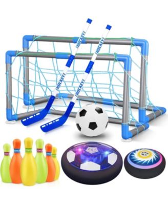 3-in-1 Hover Soccer Ball Hockey Bowling Set, Indoor and Outdoor Toys , Outside Toys with LED Lights