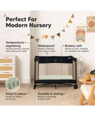 2pk Isla Waterproof Mini Crib Sheets for Boy, Girl, Soft Pack and Play Sheets for Graco Pack and Play Mattress