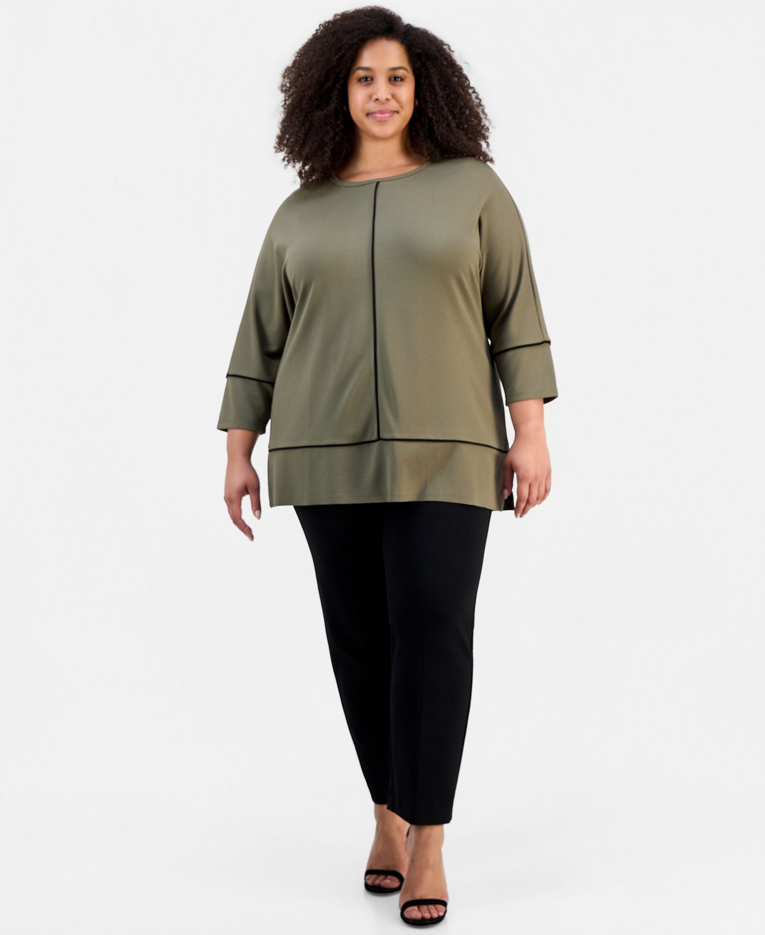 Plus Size Serenity Knit 3/4 Sleeve Tunic Top