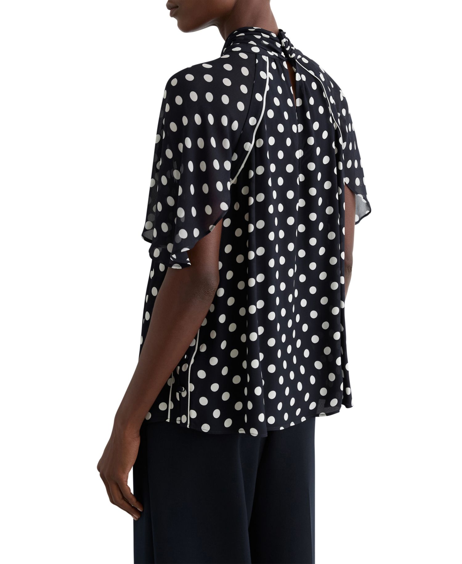 Women's Aliana Polka-Dot Tie-Neck Blouse