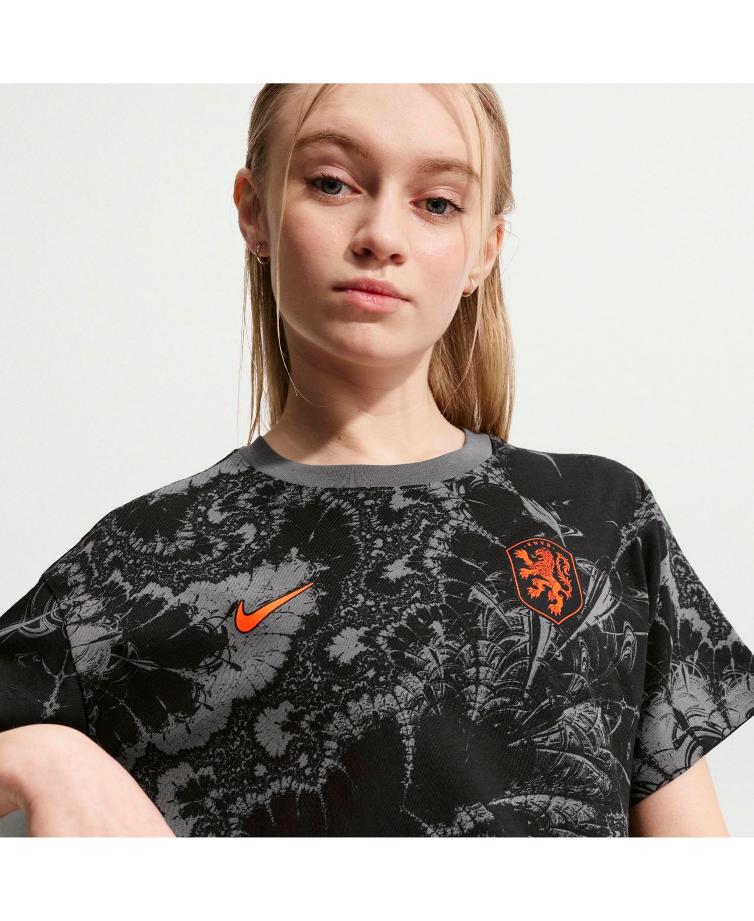 Big Boys and Girls Gray Netherlands National Team Allover Print T-Shirt