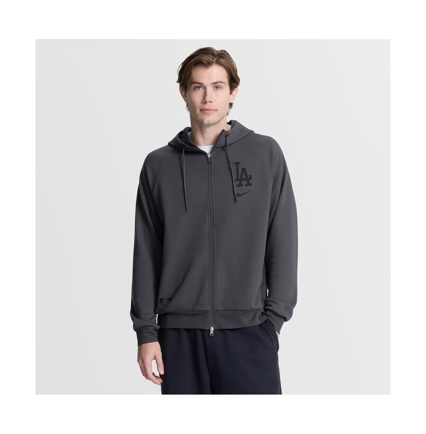 Мужское худи Nike Los Angeles Dodgers Authentic Collection Player Raglan, Anthracite — фото 1