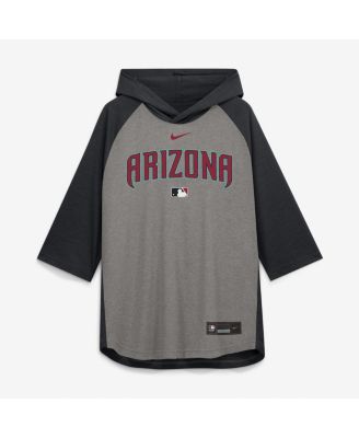 Men's Gray Arizona Diamondbacks Authentic Collection Flux Dri-FIT Raglan 3/4-Sleeve Hooded T-Shirt
