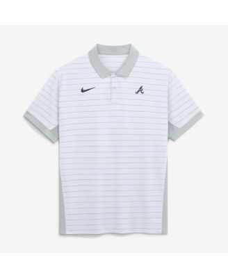 Men's White Atlanta Braves Authentic Collection Striped Victory Dri-FIT Polo Shirt