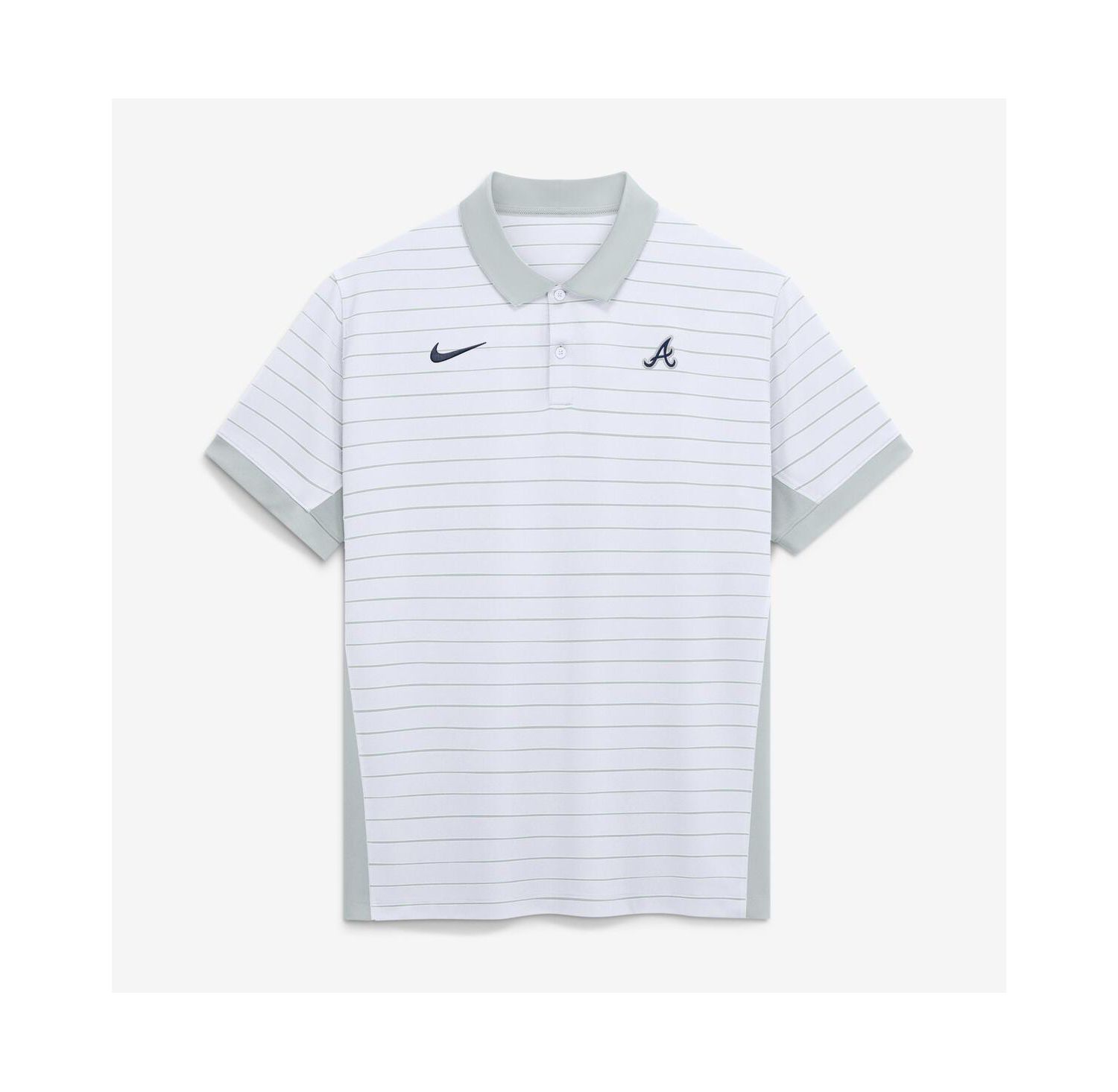 Men's White Atlanta Braves Authentic Collection Striped Victory Dri-FIT Polo Shirt