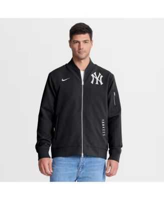 Men's Black New York Yankees Authentic Collection Dugout Relaxed Full-Zip Bomber Jacket