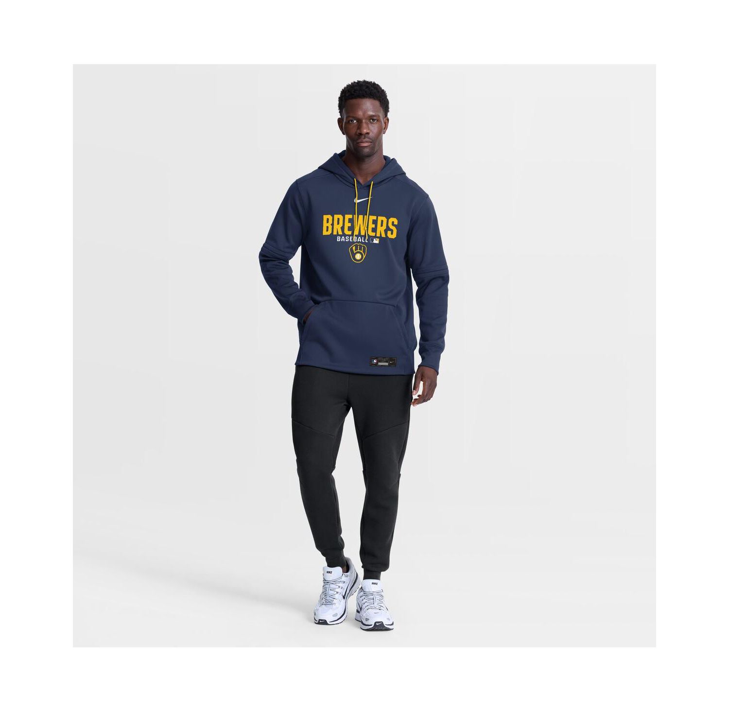 Men's Navy Milwaukee Brewers Authentic Collection Therma-FIT Hoodie