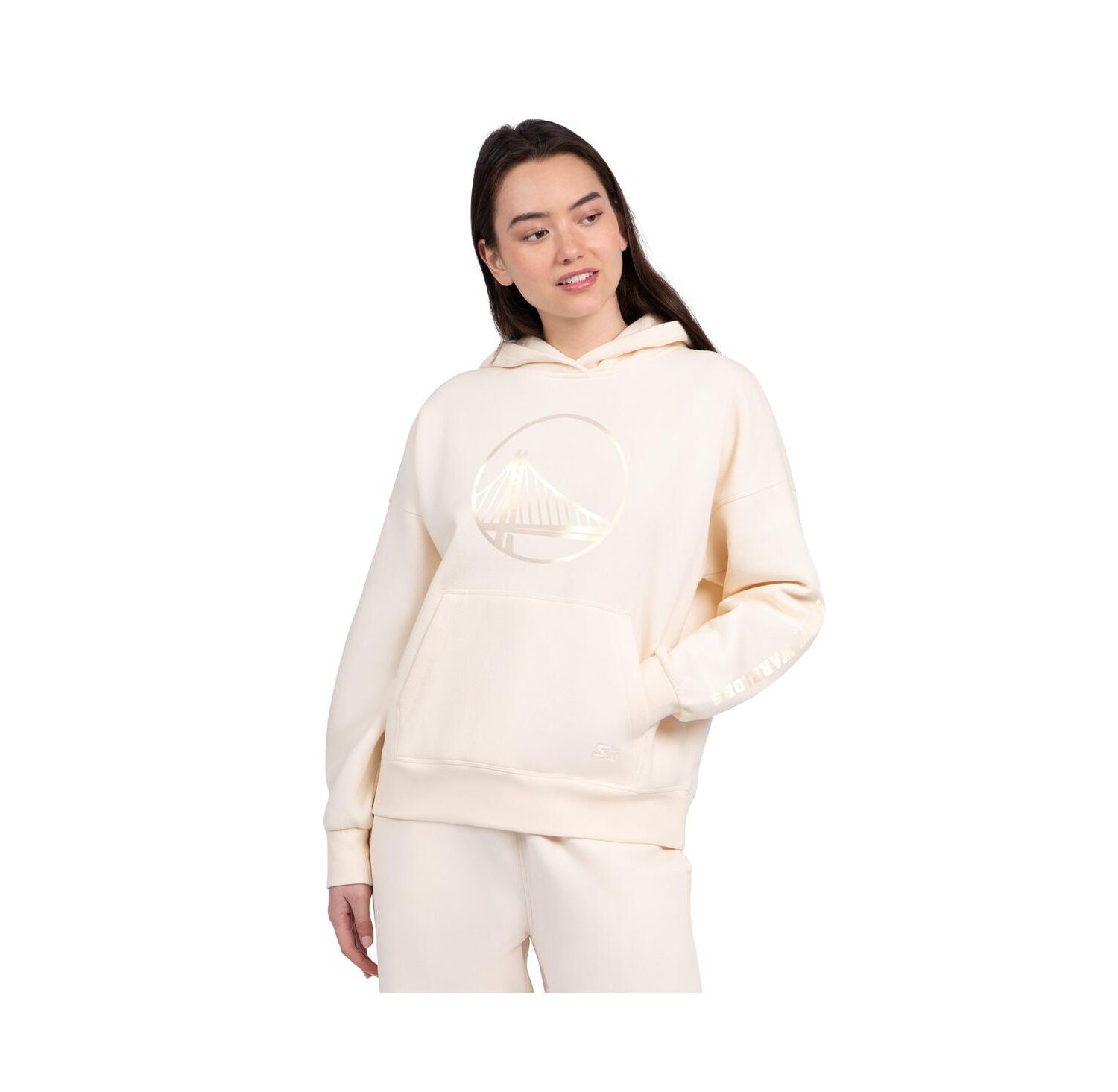 Women's Cream Golden State Warriors Pastel Relaxed Hoodie