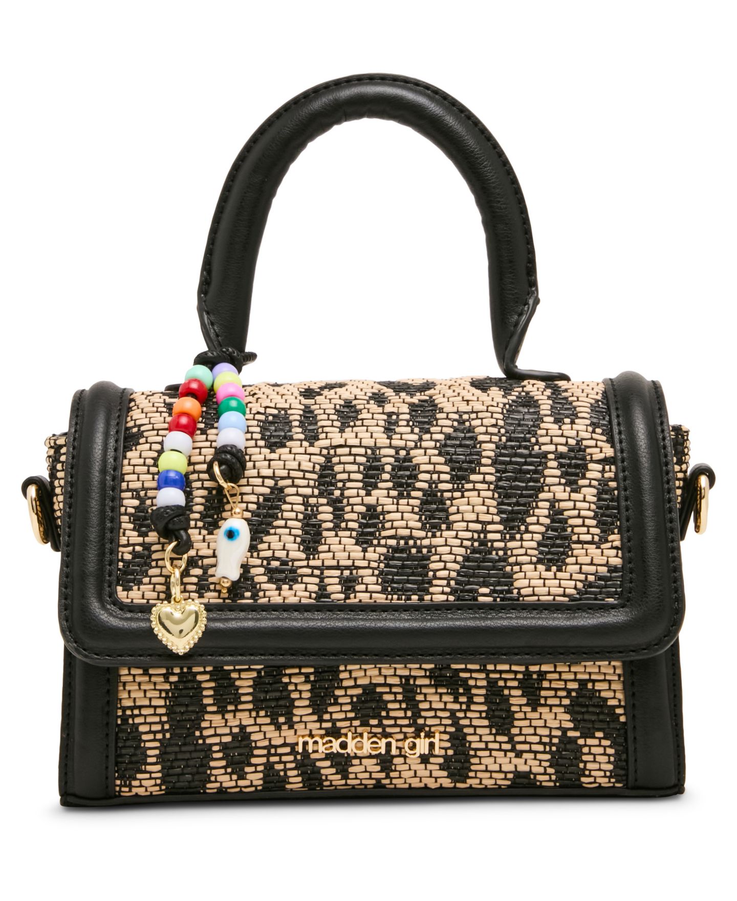 Женская сумка Madden Girl Davinas Straw Mini Top Handle Satchel Handbag, цвет: Леопардовый — фото 1