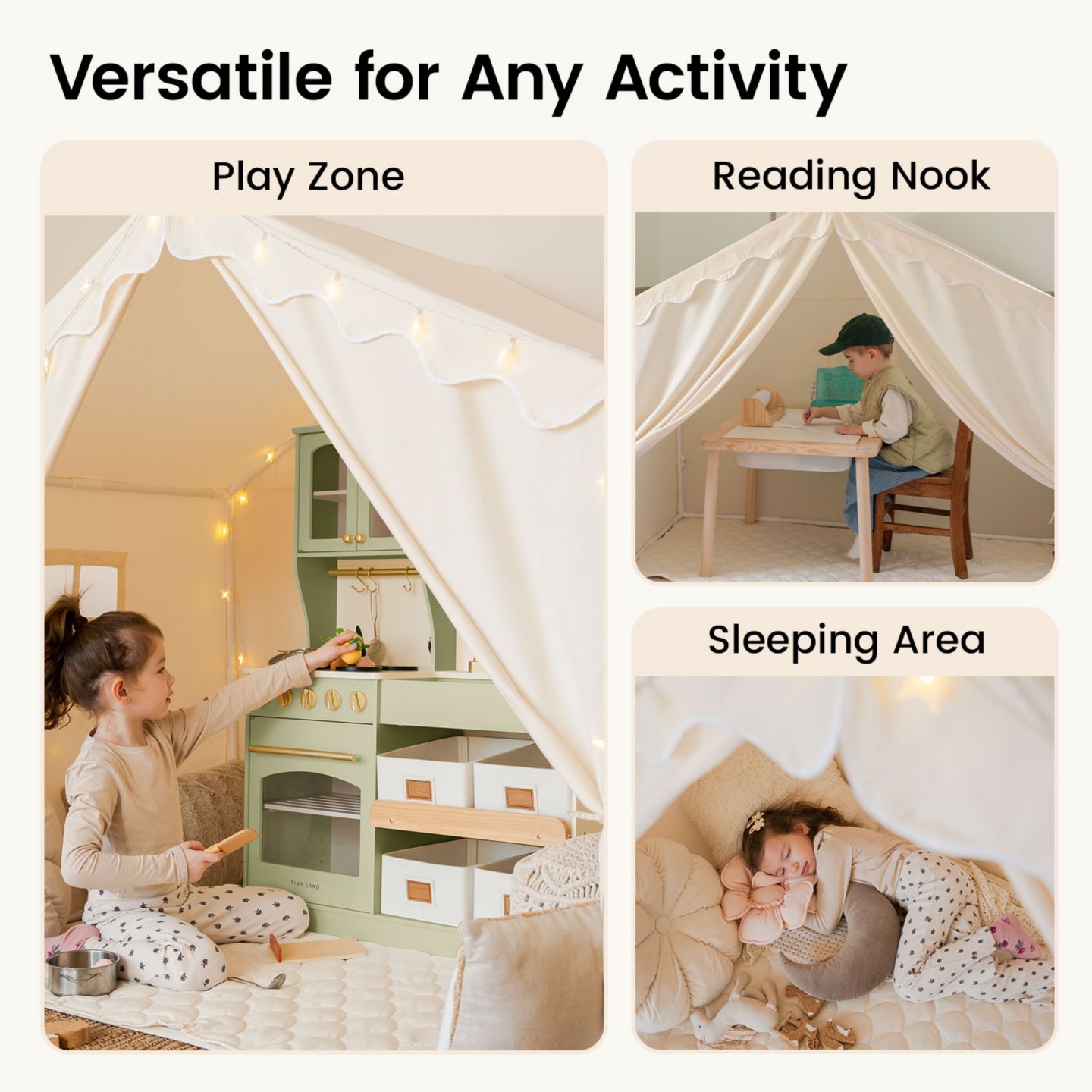 Детские игрушки Tiny Land Cozy Cabin Star Lights, 3-Piece Play Tent, Ages 3+ — фото 6
