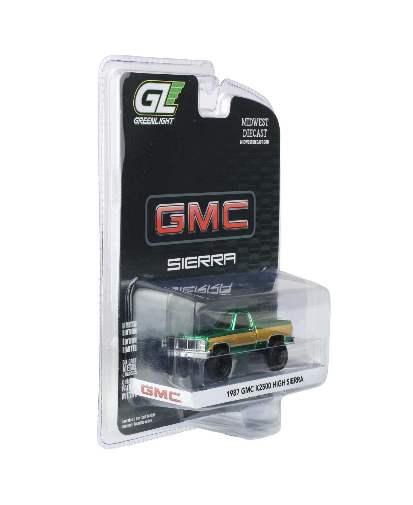 Детская игрушка Greenlight Green Chrome Chase 1/64 1987 GMC K2500 High Sierra Lifted Dealer Exclusive, цвет: Зелёный — фото 2