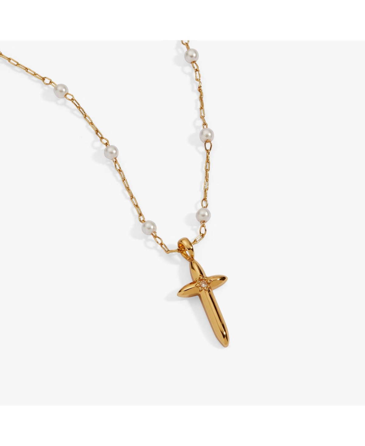 Alex and Ani Cross 4:13 Pearl Rosary Chain Pendant Necklace