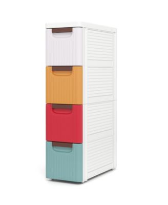 4-Drawer Slim Rolling Storage Cart with Built-In Wheels