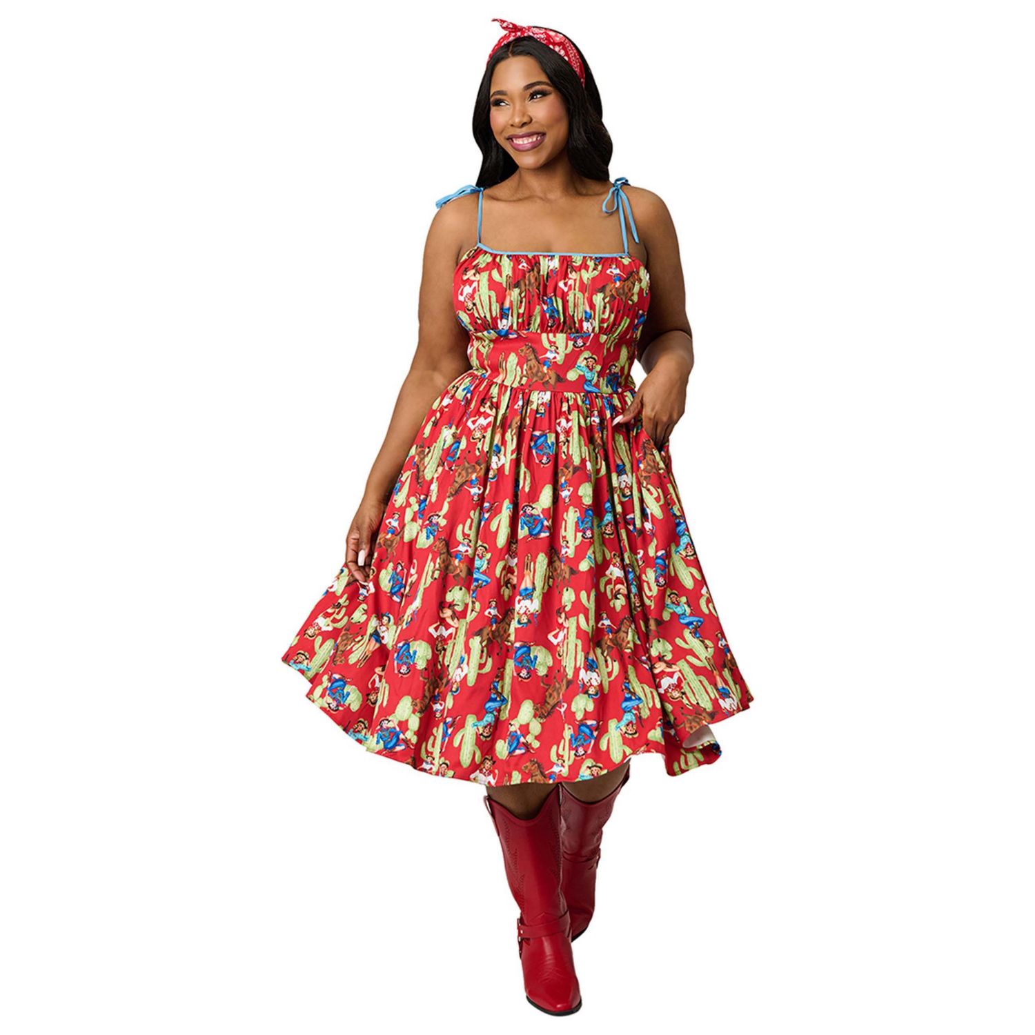 Women's Plus Size 1950s Cotton Swing Dress