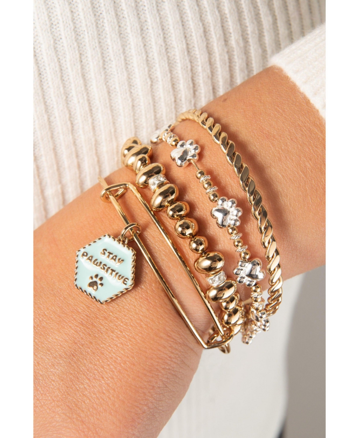 Alex and Ani Paw Print Beaded Dog Bangle