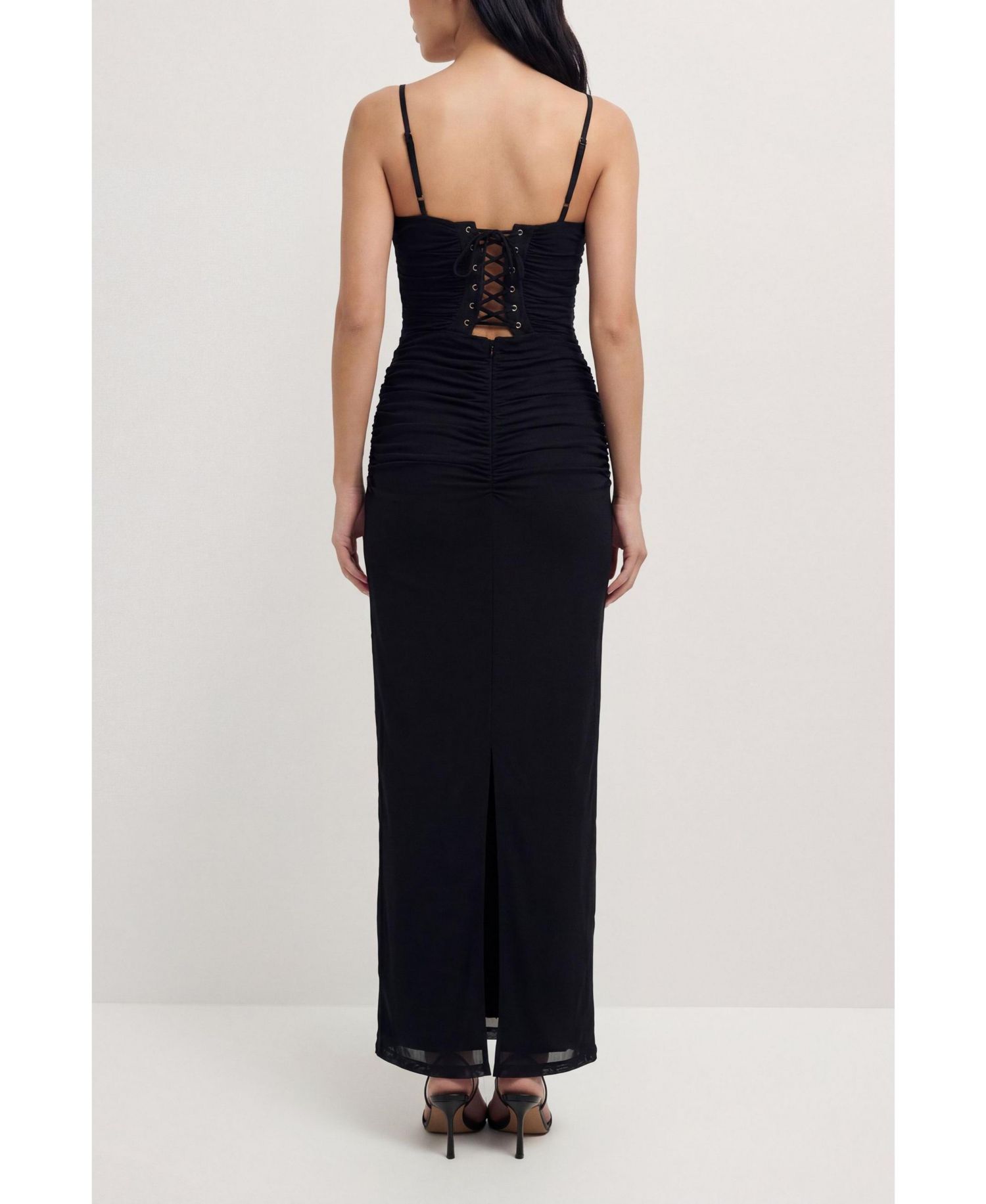 Women's Premium Tulle Lace Trim Maxi Dress