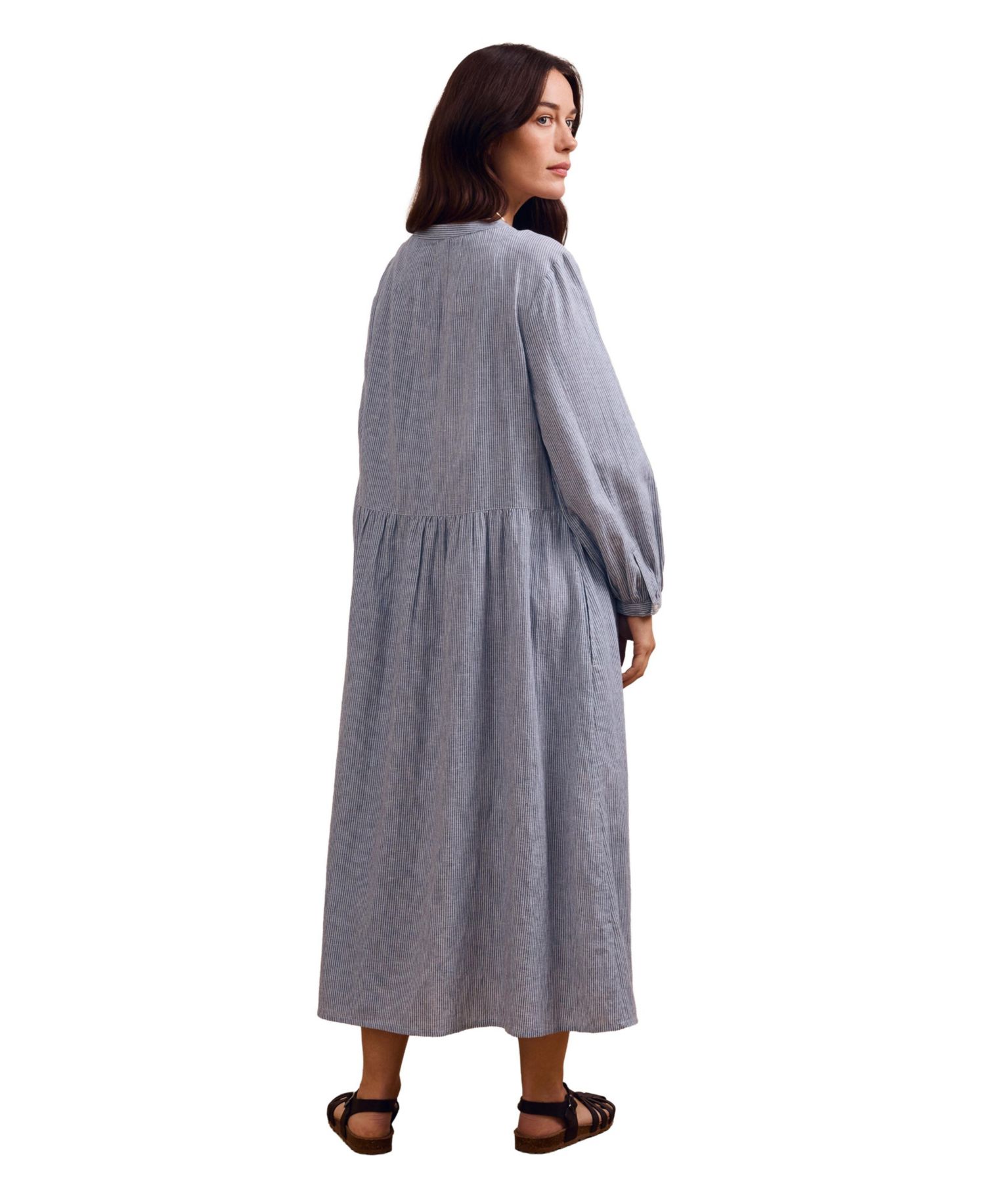 Women's Button Front Midi Shirt Dress