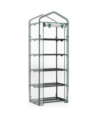 5-Tier Portable Mini Greenhouse with Roll-Up Door
