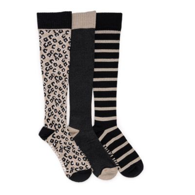 Women's 3 Pack Tall Cotton Wide Compression Knee-High Socks