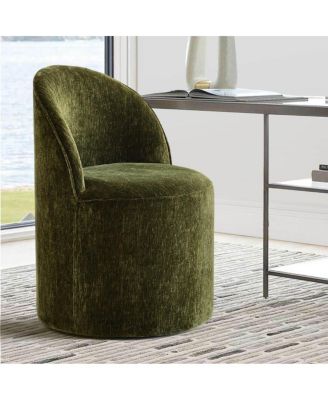 Chenille Swivel Office Chair with Casters, Barrel Task Chair