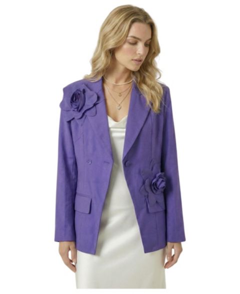 Женский пиджак Modenaire 3D Floral Applique Structured-Fit Blazer