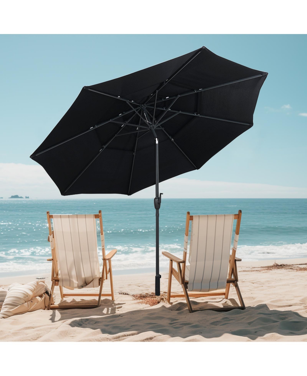Sugift 10 ft 3-tier Vented Patio Umbrella with Push Button Tilt