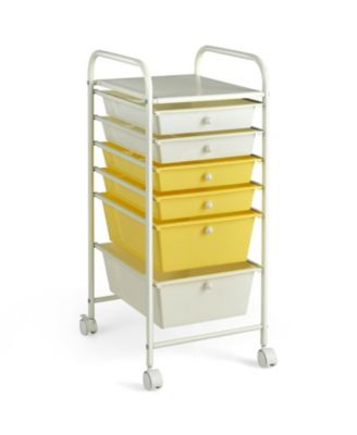 Metal Frame Rolling Storage Cart Organizer with Fabric Drawers