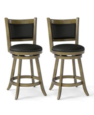 Upholstered Counter Height Bar Stools 24 Inch Swivel 2 Piece Set