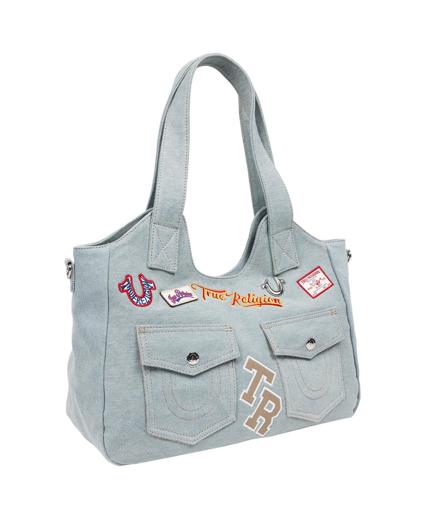 Женская сумка True Religion Agusto Multi Patch Soft Tote, цвет: Джинсовый — фото 2