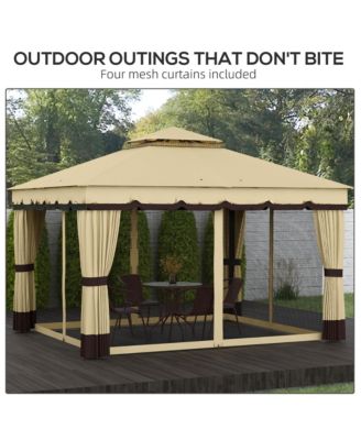 10' x 12' Double Roof Outdoor Gazebo with Netting and Curtains