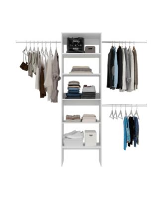Elara Vertical Closet Organizer with Open Shelves and Hanging Bars for Clothing,