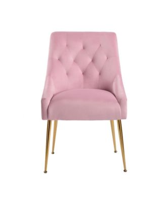 Velvet Upholstered Dining Chairs Set of 6, Mid Century Modern Kitchen Chairs with 5.12" Cushions and Back Pull Rod