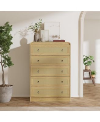 31" Tall Rattan Drawer Dresser for Bedroom,Dressers and Chests of Drawers,Modern Chest of Drawers for Bedroom,Living Room,Hallway