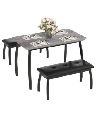 3-Piece Modern Retro 2-Person Dining Table with Benches