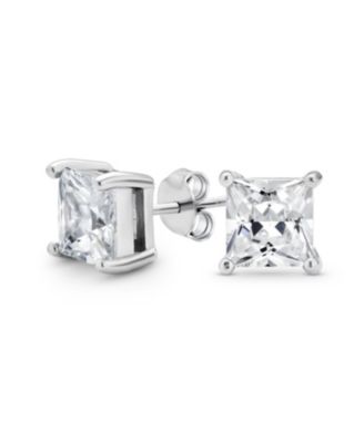 1-2CT Square Cubic Zirconia Princess Cut Solitaire CZ Stud Earrings .925 Sterling Silver