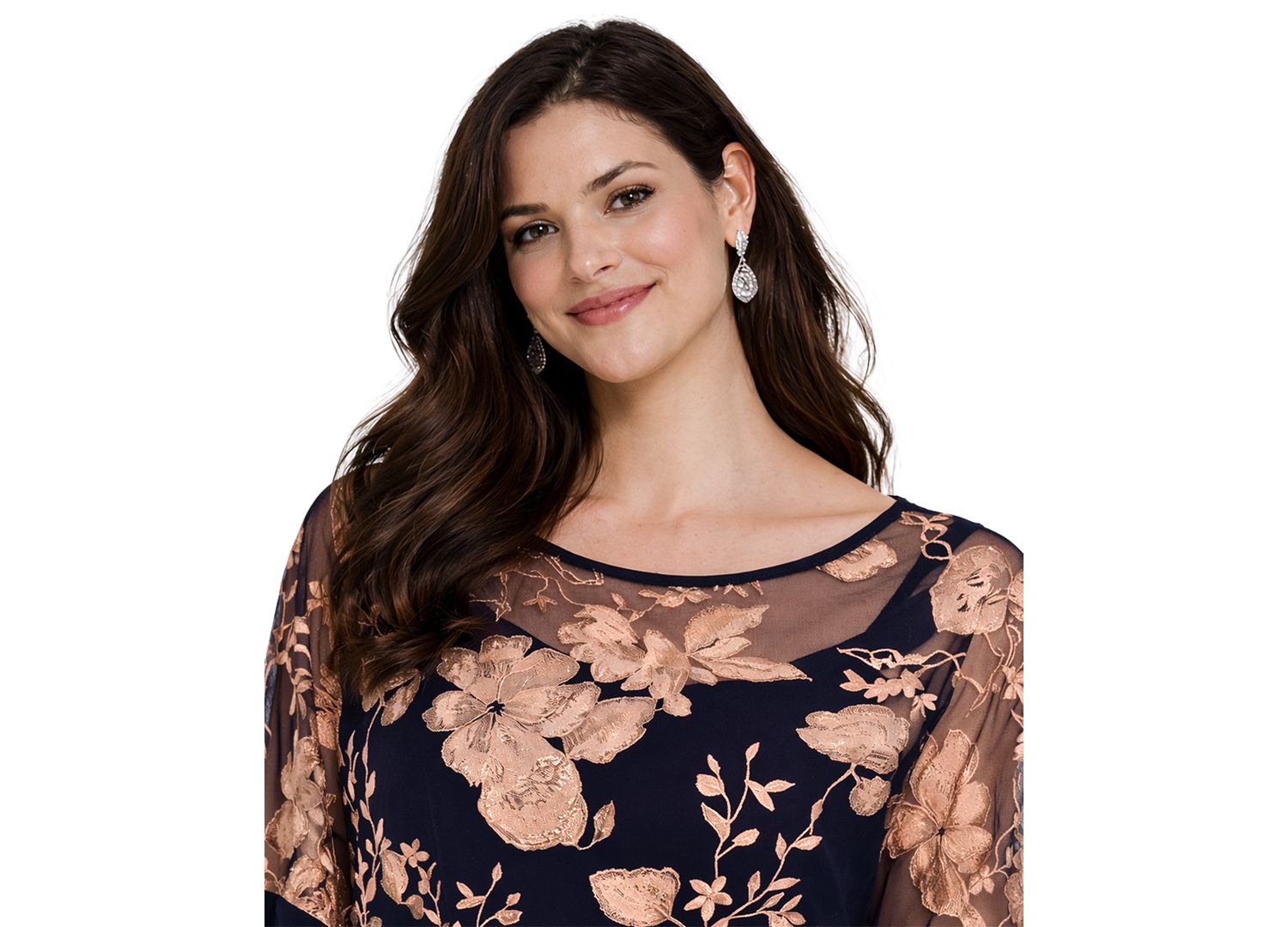 Petite Floral Embroidered Poncho Top and Pants, 2-Piece Set