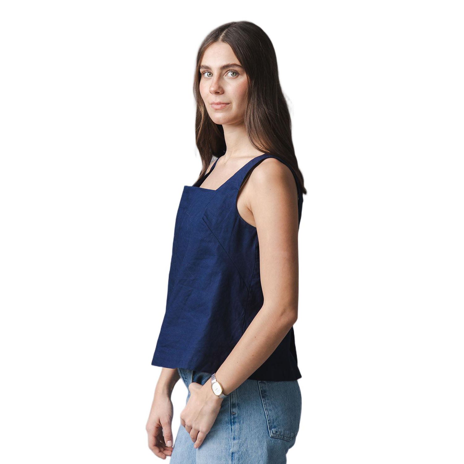 Women's Linen Square Neck Tank