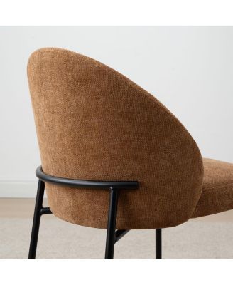 Modern Upholstered Dining Side Chairs Set of 2, Metal Legs