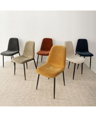Modern Chenille Upholstered Dining Chairs Set of 4, Metal Legs