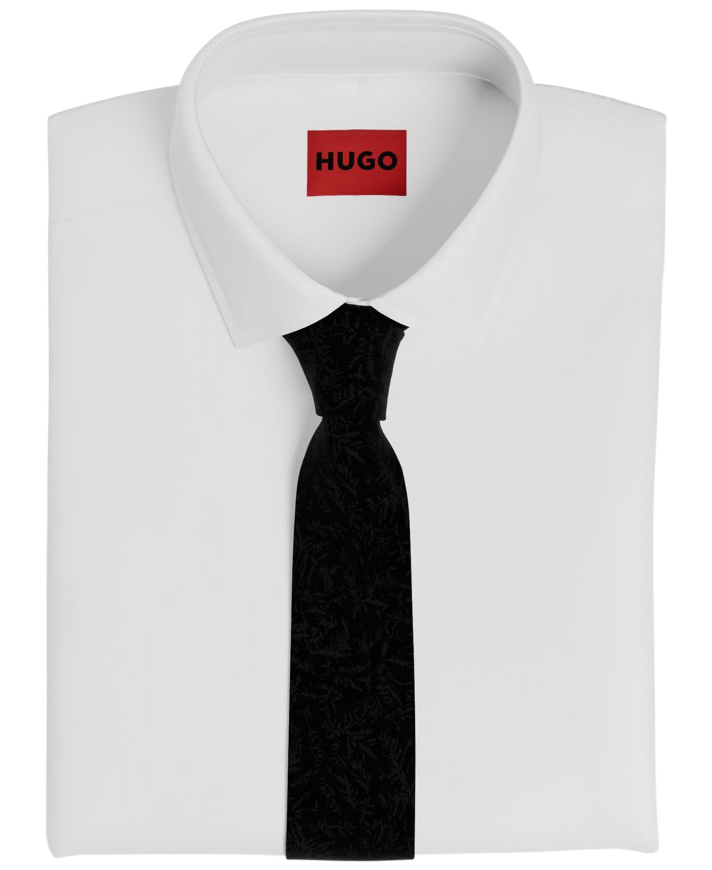 Мужской узкий галстук Hugo Boss, цвет: Чёрный — фото 3