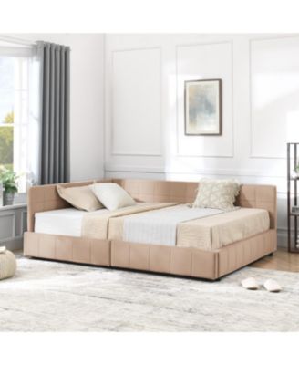 Storage Upholstered Tufted Bed Frame, with 2 Drawers, Velvet Corner Bed Frame Full, No Box Spring Needed