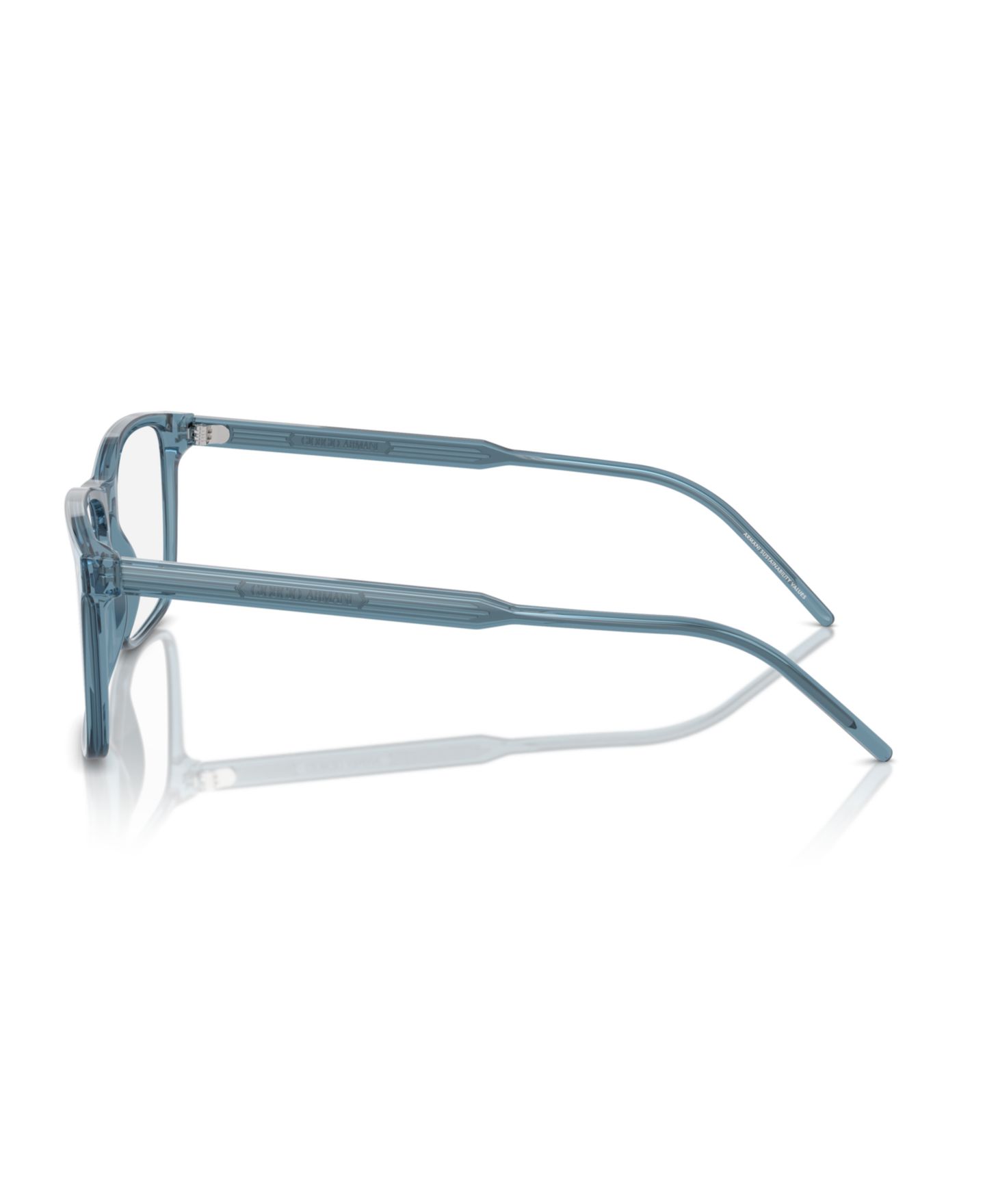 Мужские очки Giorgio Armani Rectangle Eyeglasses, AR7258, цвет: Прозрачный синий — фото 3