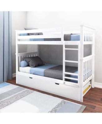 Solid Wood Bunk Bed with Storage Trundle for Kids